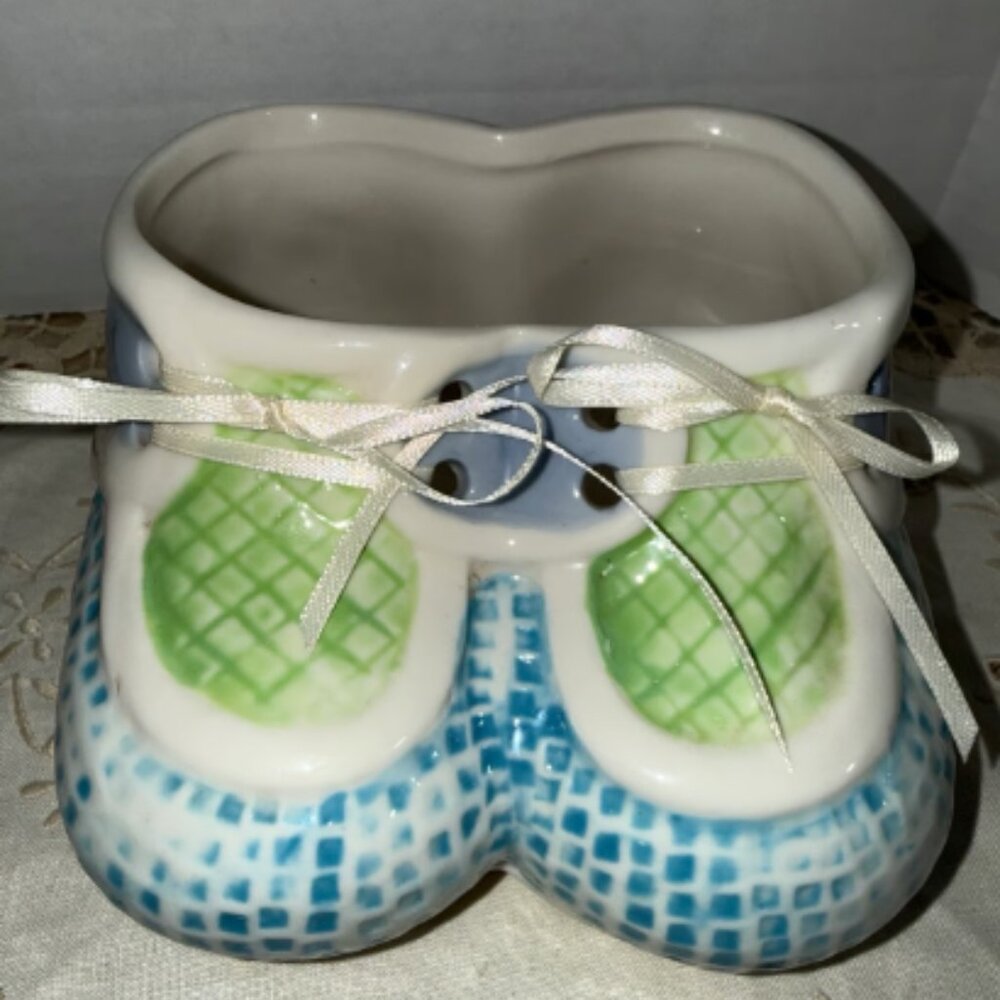 Vintage Ceramic Baby Shoe Planter